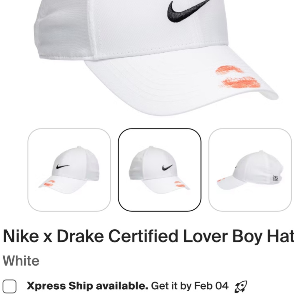 Drake CLB Nike White and Orange Lover Boy Hat